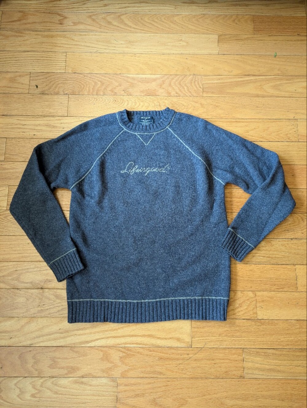 Life Is Good Blue Wool Blend Pullover Sweater Sz L